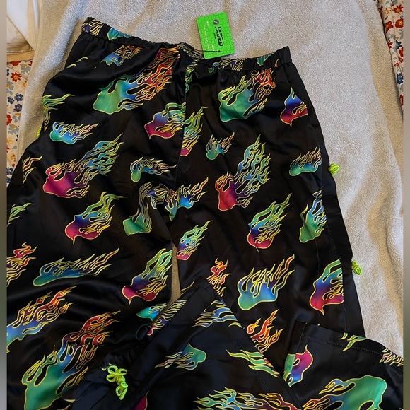 JADED LONDON neon flame open side pants size US 8 - Picture 2 of 10